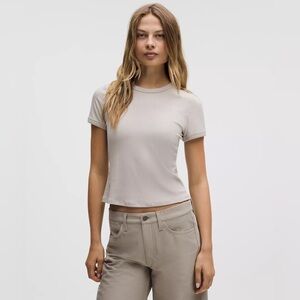 NWT Lululemon Hold Tight Micro-Rib Straight-Hem T-Shirt
Color: downtown tan